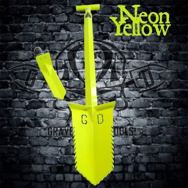 Load image into Gallery viewer, NEON YELLOW  Tombstone Grave Digger Tools T-HANDLE Shovel 36&quot;
