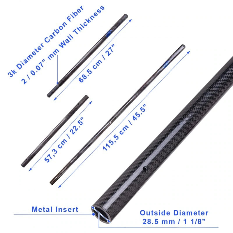 CKG 3K CARBON FIBER TRAVEL SAND SCOOP HANDLE UNIVERSAL LIGHTWEIGHT POLE 28.5MM1 1/8 " DIAMETER